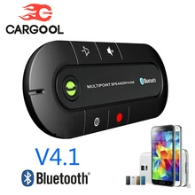 

CARGOOL Car Speakerphone Auto Music Player Hands free Bluetooth Car Kit with Car Charger USB Cable Visor Clip