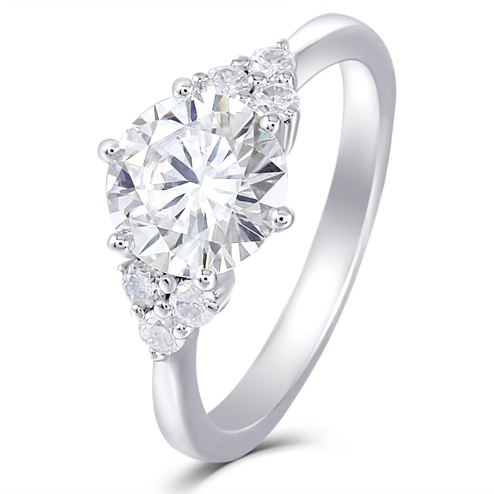 

Transgems Moissanite Gold Engagement Ring for Women Center 1ct 6.5MM F Color Moissanite Diamond 14K White Gold Engagement Ring