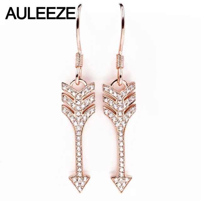 Auleeze Trend 0 26cttw Real Natural Diamond Drop Earrings Solid 18k Auleeze Trend 0 26cttw Real Natural Diamond Drop Earrings Solid 18k Rose Gold Arrow For