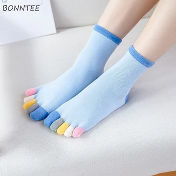 

Socks Women Korean Simple All-match Deodorant Trendy Students Womens High Elasticity Ladies Five Finger Sock Casual Breathable