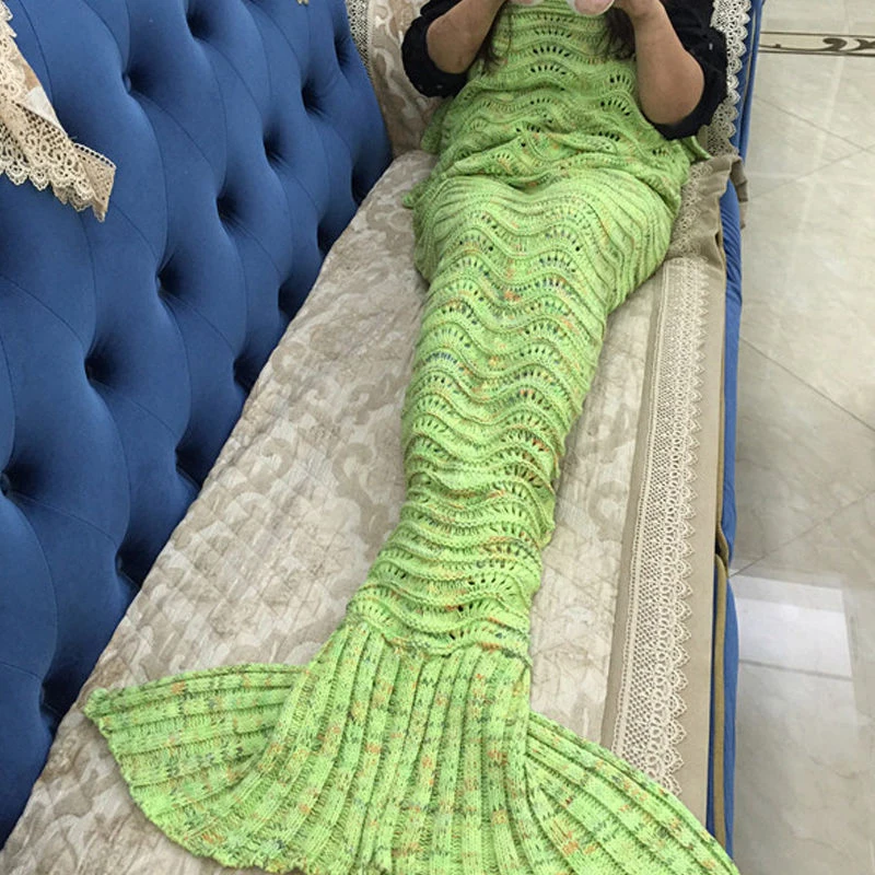 Mermaid tail air conditioning fashion blanket sofa high quality wool knitting nap good gift present idea |