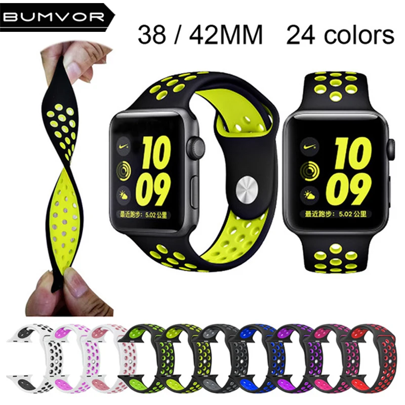 BUMVOR силиконовый ремешок для наручных часов Apple Watch версии 44/40 мм 38 мм/42 резиновый