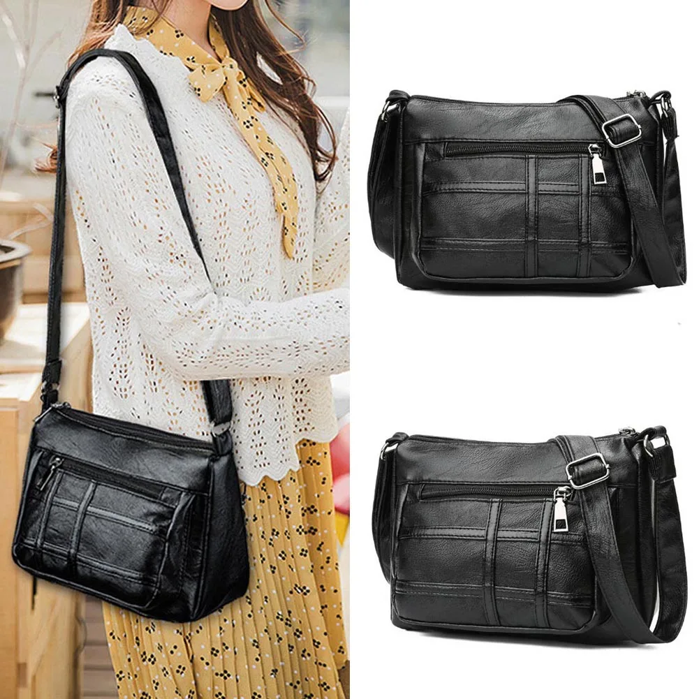 Vintage Crossbody Bag Women&#39;s PU Leather Flap Bag Handbag Female Ladies Messenger Bag Long Strap ...