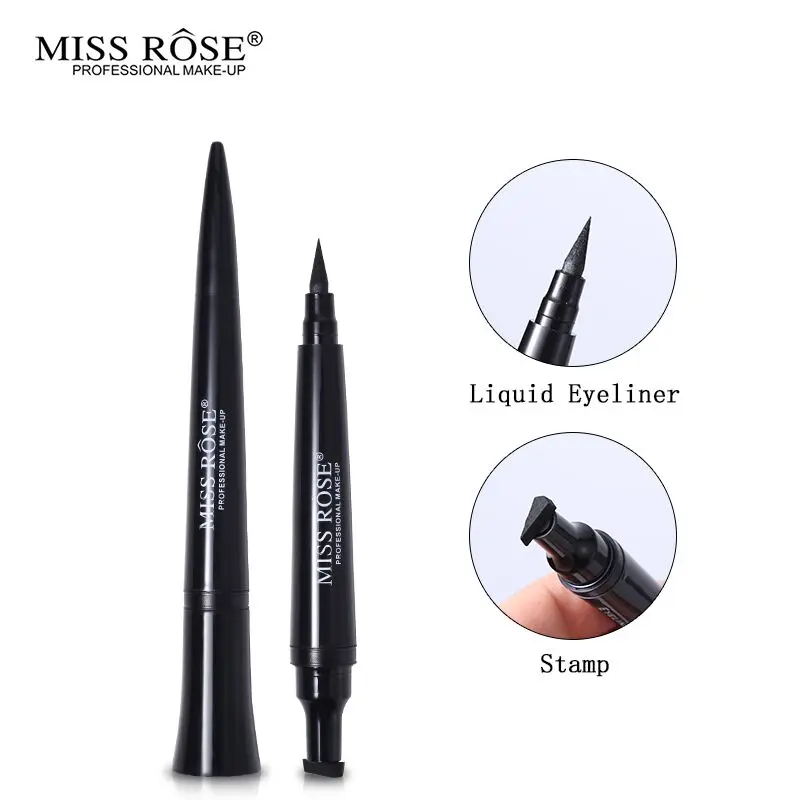 

Miss Rose Ultra Black Eyeliner Pencil + Stamp Duo Liquid Eye Liner Gel Waterproof Long-lasting Smoky Tattoos Cosmetic Tools