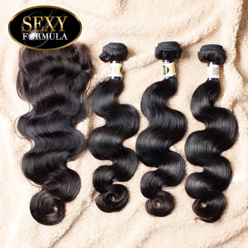 3+1Set Top Quality Brazilian Body Wave Brazilian Virgin Hair With Closure Free Shipping Brazilian Human Hair Rosa Hair Products