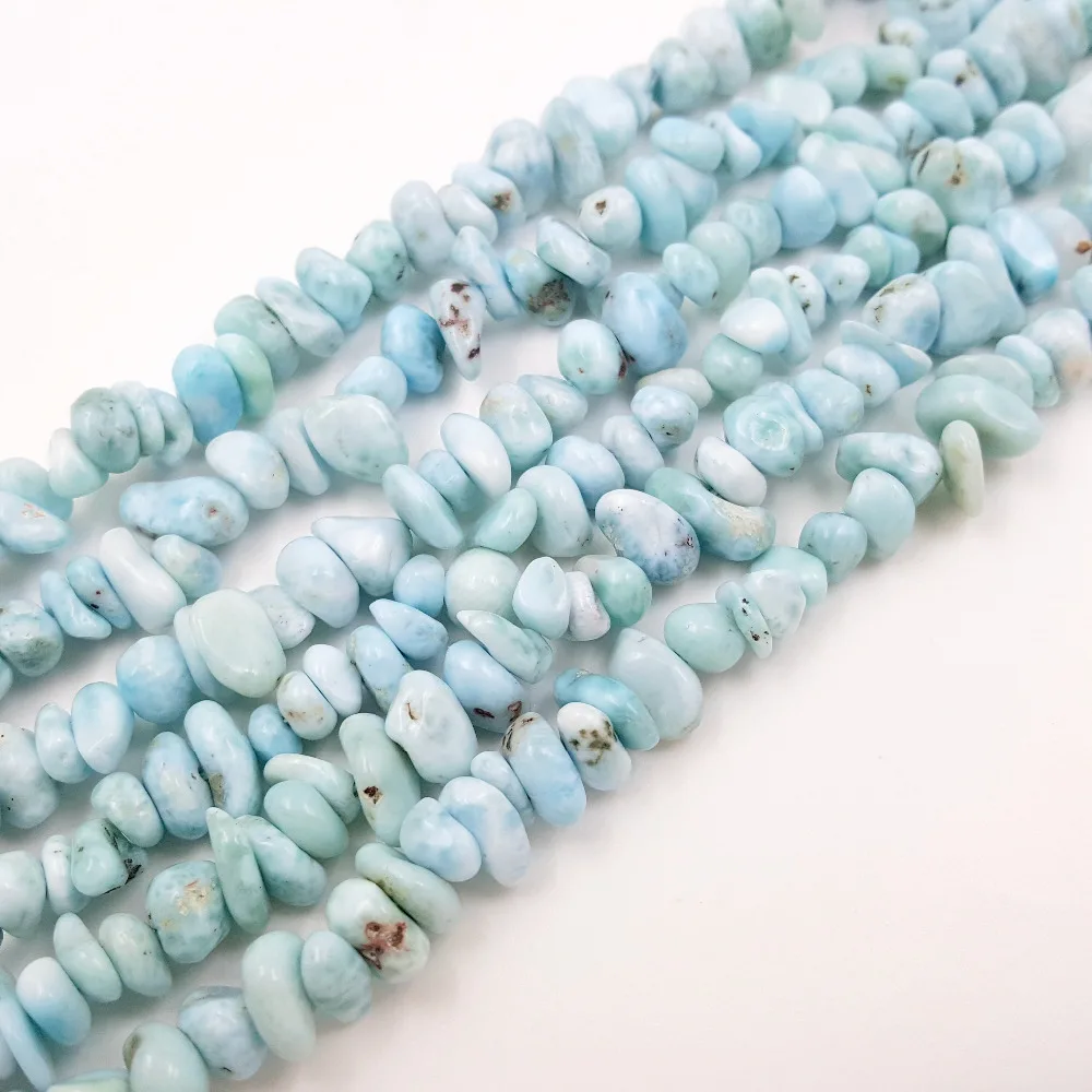 

Lii Ji Natural Stone Larimar Irregular Chip Shape approx 5-10mm DIY Jewelry Making Bracelet or Necklace about 39cm