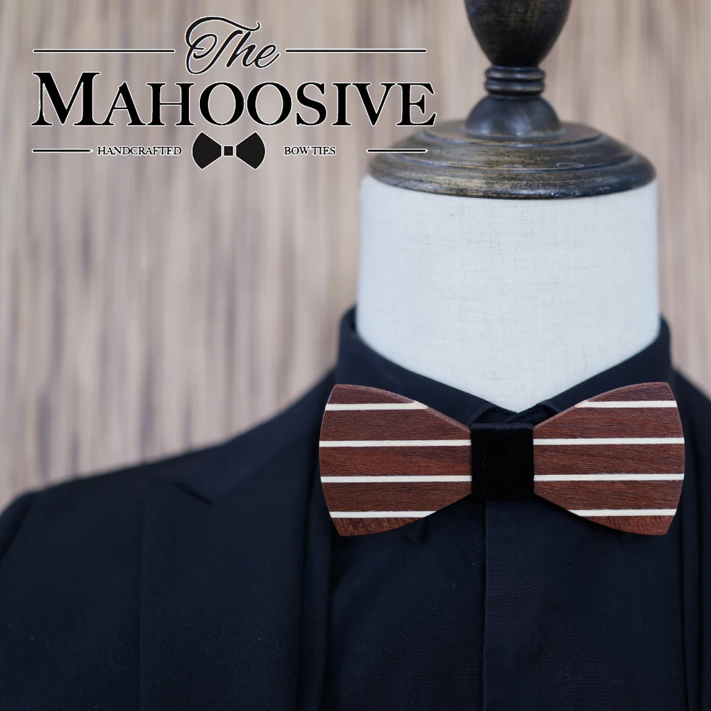 Mahoosy ручной работы полосатый деревянный галстук-бабочка галстук запонки модные деревянные Свадебные corbata галстук в подарочной коробке набор