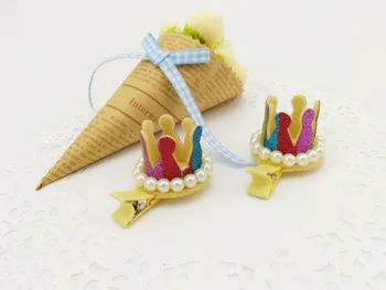 

Retail 1pc Fashion Glitter 3D Cutouts Pearl Tiaras Hairpins Solid Cute Crown Hair Clips Princess Headwear Hair Accessories