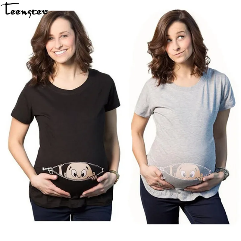 

Teenster Funny Pregnancy Casual T Shirts for Pregnant Women Women T-shirts Tees Maternity Clothes Cartoon Maternity Nursing Tops