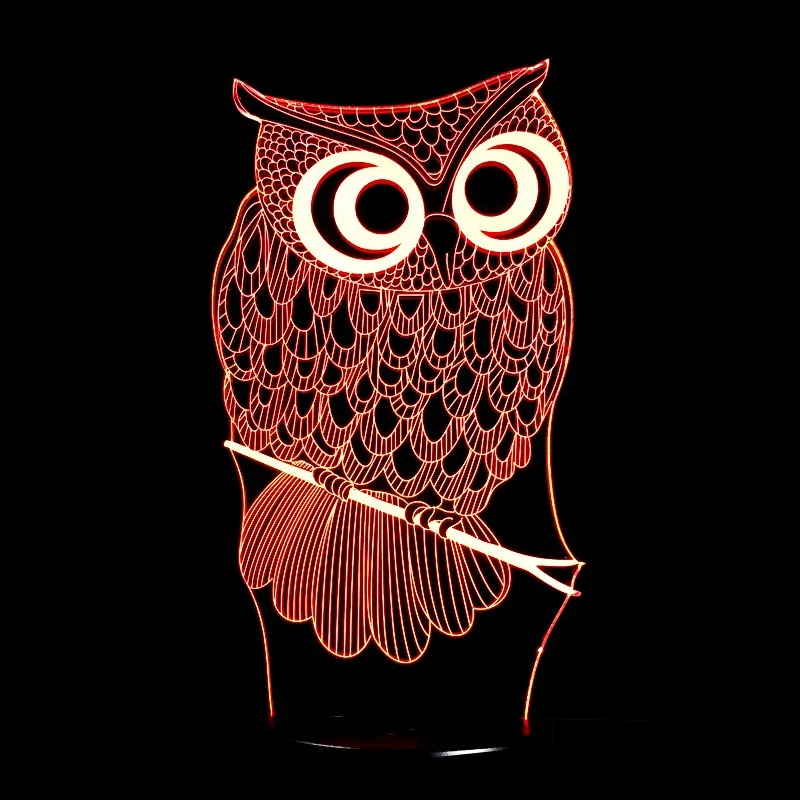 Ночник Сова 3D ночник 7 цветов Изменение Настольная лампа