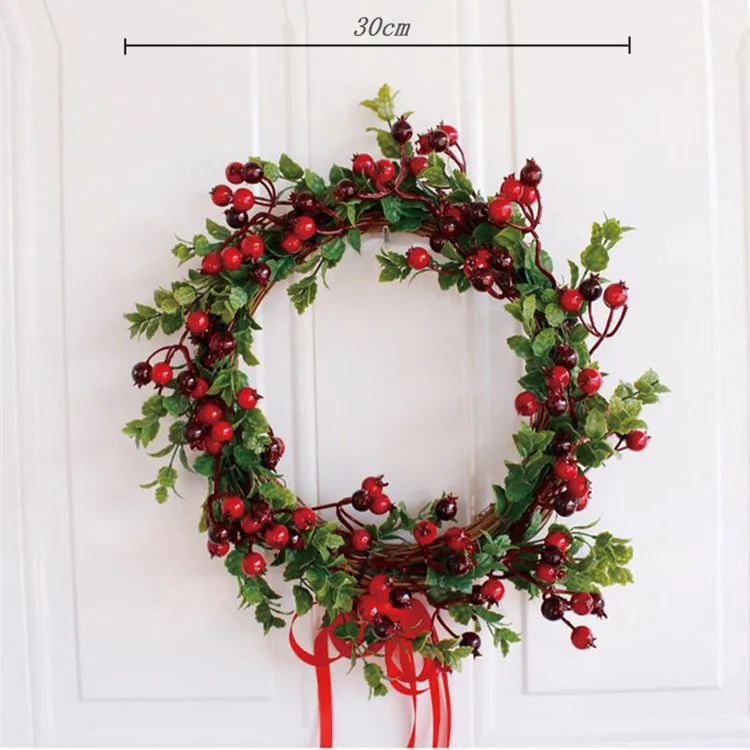 Flone Artificial Berry Wreath Christmas Wreath Simulation Wreath Garland For Christmas Home Door Hanging Decoration Wreath (12)