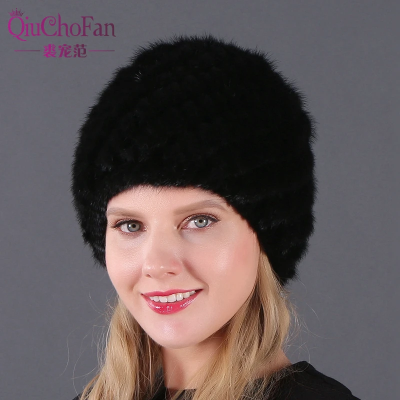 

Women's Winter Hats Real Mink Fur Hat New Fur Knitted Cap Women Pineapple Hat Natural Genuine Fur Caps