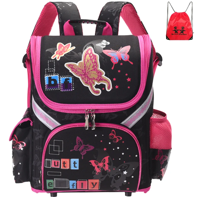 

2018 New Kids cat butterfly School bag Backpack EVA Folded Orthopedic Children for boy and girls backpack Mochila Infantil