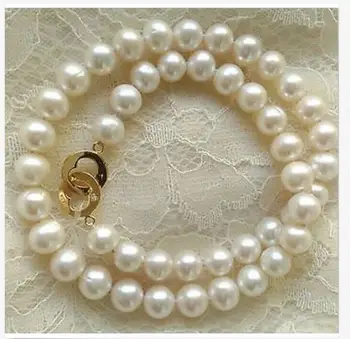 

elegant 9-10mm round south sea round white pearl necklace 18inch KKK