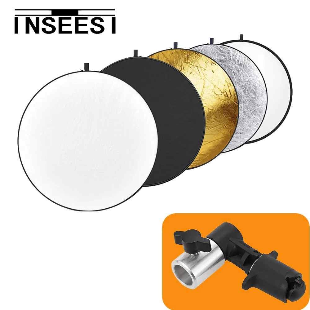 

5 in 1 110cm 43" Photography Studio Photo Outdoor Lighting Portable Round Collapsible Multi-Disc Light Reflector & Holder Clip