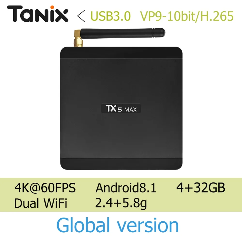 

Tanix TX5 MAX DDR4 4GB RAM 32GB ROM 2.4G 5G WiFi 1000M LAN Bluetooth Android 8.1 TV Box Amlogic S905X2 Quad Core 4K HD Smart Box