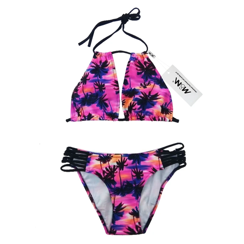 M&M 2018 Coco Print Bikinis Set Women Sexy Hang Neck Bathing suit