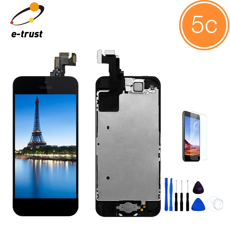 imágenes para 1 UNIDS/LOTE Negro para 5C Iphone Pantalla LCD Táctil Digitalizador Asamblea Completa + Cámara Frontal + botton Casa herramientas + Vidrio Temperamento imágenes para 1 UNIDS/LOTE Negro para 5C Iphone Pantalla LCD Táctil Digitalizador Asamblea Completa + Cámara Frontal + botton Casa herramientas + Vidrio Temperamento