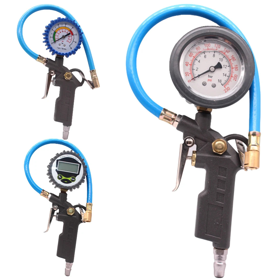 Digital Tyre Pressure Gauge 0 220PSI 0 16bar Tyre Tire Air Pressure