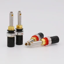Free shipping 4pcs Viborg BP613G Pure Copper 24K Gold Plated Binding post Speaker Terminal hifi speaker amp long Binding post