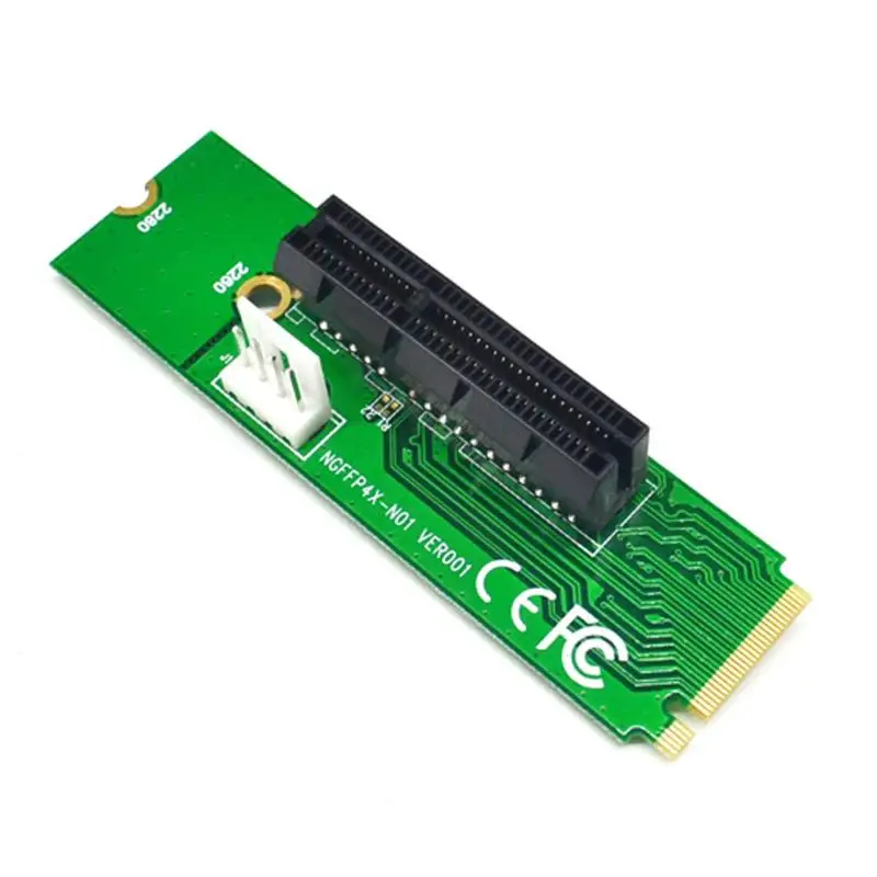 NGFF to PCI-E Riser Card M Key M.2 SSD Port to PCI Express 4X Extender Converter Card Adapter with 4Pin Power Cable for Mining