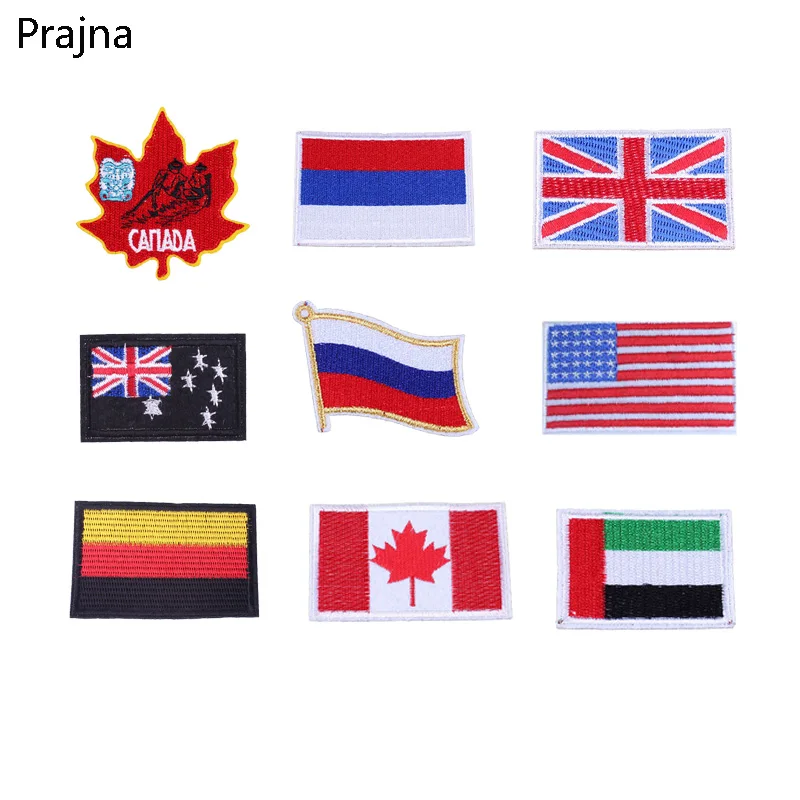 

Prajna US Russian Philippine Flag Patch Stalker Iron Patch Embroidery Flag Badges Country Flag Patches For Clothes India Chile