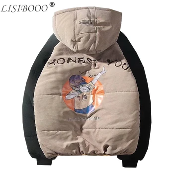 

LISIBOOO Couple Thick Cotton Coat Loose Hooded Bread Clothes Cotton Jacket Mens Winter Jackets and Coats Male and Women Coat