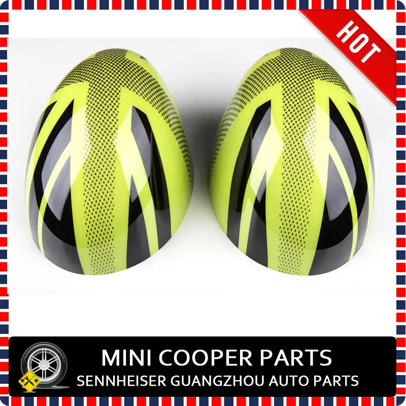 Yellow Union Jack Style Side Mirror Cover