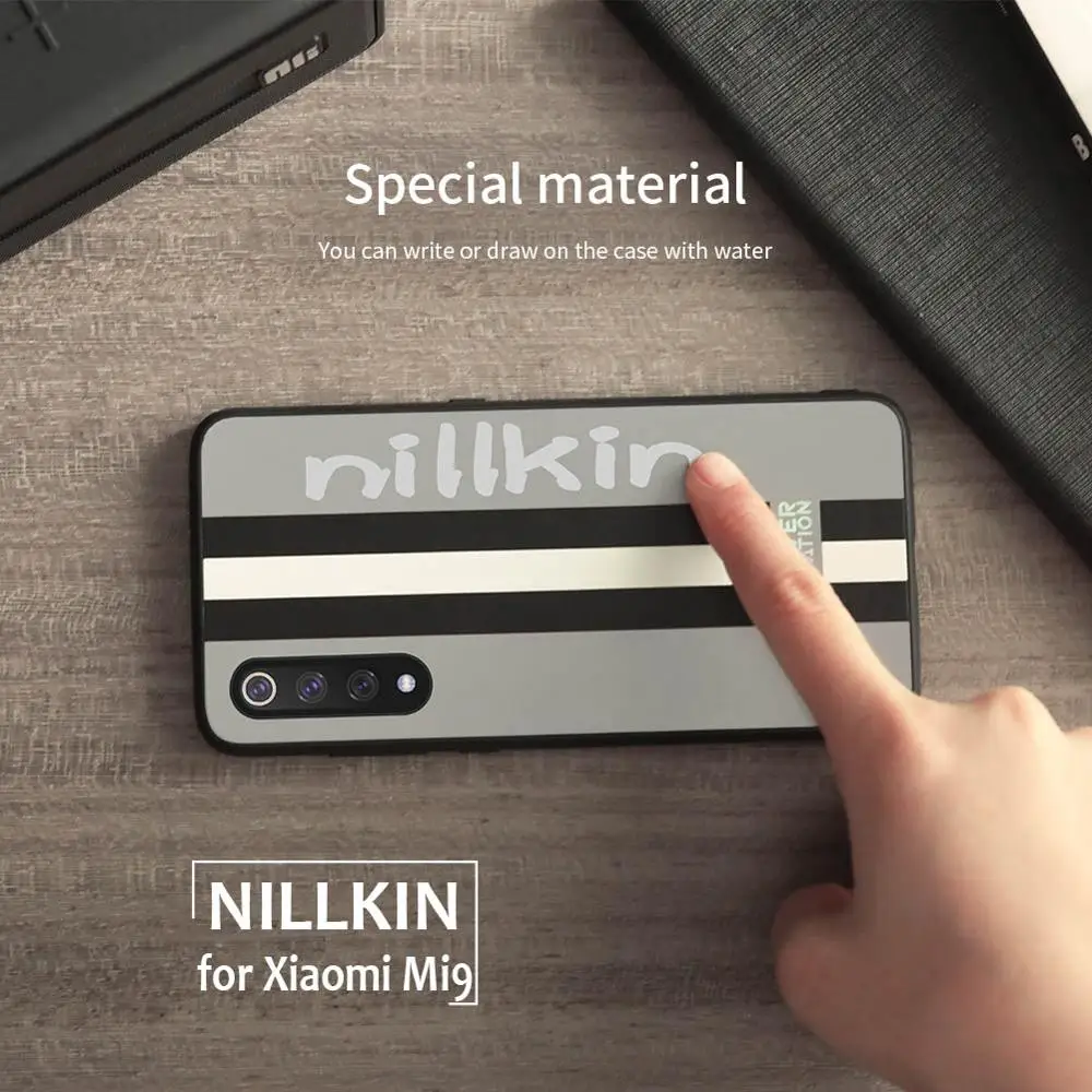 

Xiaomi Mi9 Mi 9 Explorer Case Nillkin Sport Design Tempered Glass Panel Phone Case Soft Silicone Edge for Xiaomi Mi9 Mi 9 Case