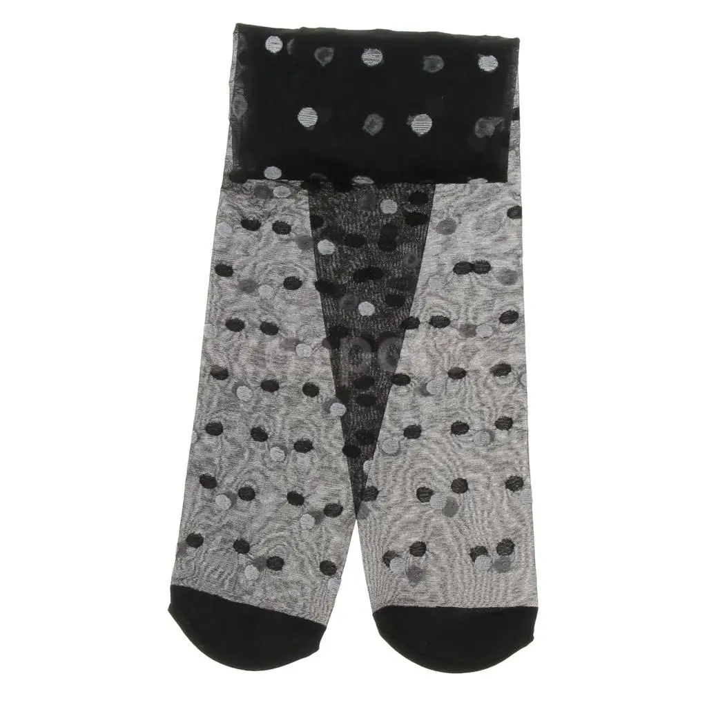 Women Lady Fashionable Sheer Tights Geometric Polka Dot Floral Patterned Elastic Pantyhose Long Stockings