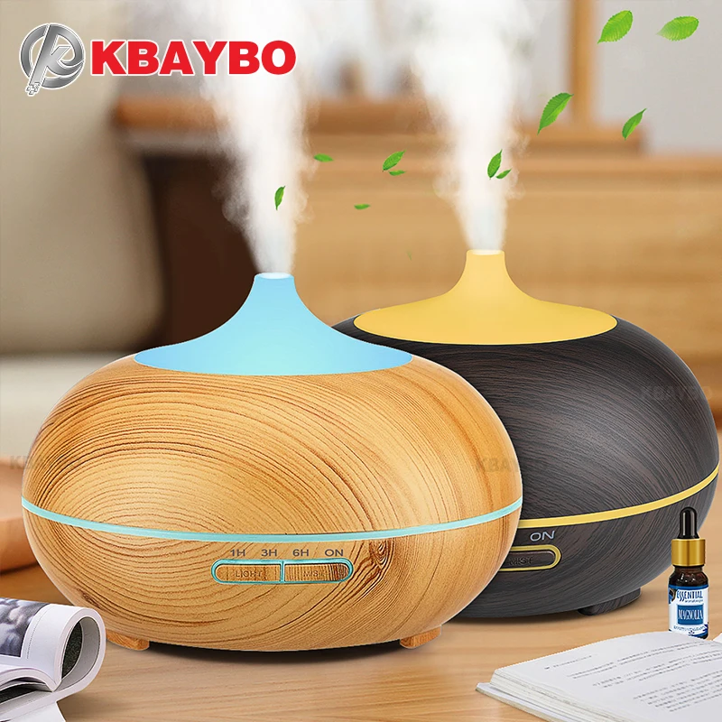 Achat 300 ml Aroma Diffuseur Aromathérapie Bois Grain Huile Essentielle Diffuseur À Ultrasons Humidificateur à vapeur Froide pour Home Office