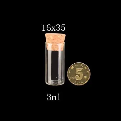 10 шт./лот 16x35 мм 3 мл пустые стеклянные бутылки с пробкой DIY прозрачные стеклянные банки контейнеры Флаконы желая подвески в форме бутылочек