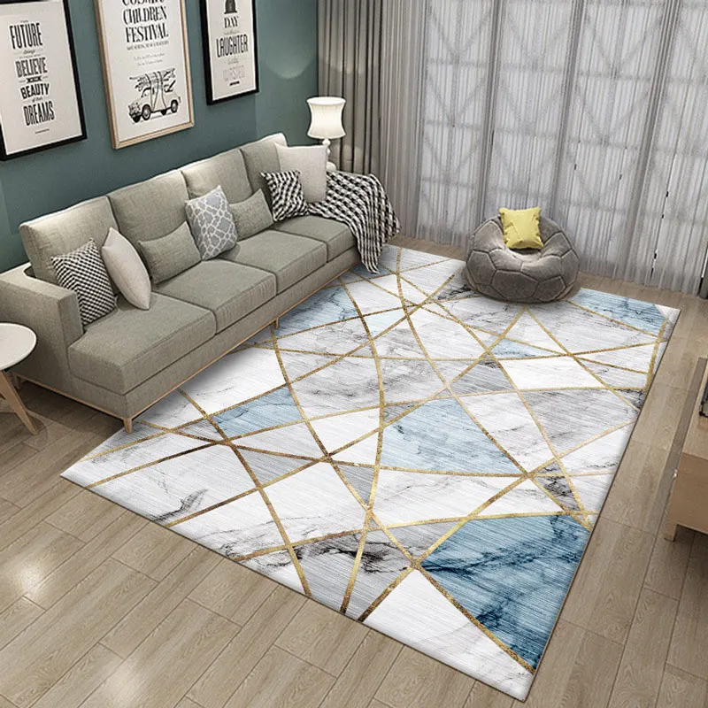 Ковер в скандинавском стиле с геометрическим мраморным узором, современный ковер для гостиной, домашний диван, журнальный столик, коврики для детской комнаты - Цвет: Blue