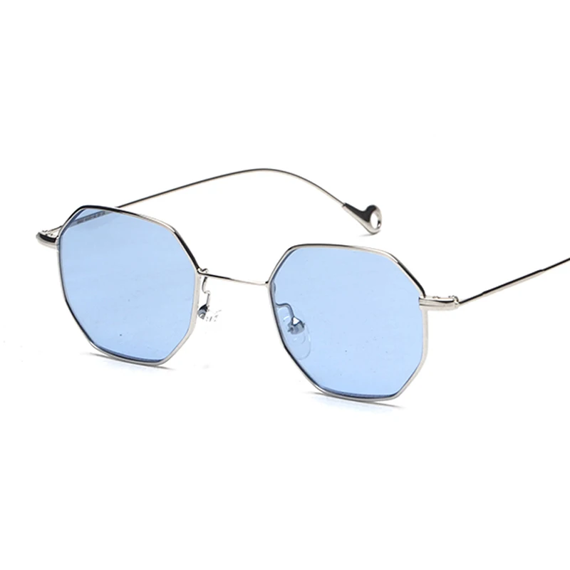 Стимпанк Полигональная форма Солнцезащитные очки для женщин и мужчин винтажные Роскошные брендовые дизайнерские прозрачные линзы солнцезащитные очки с шестигранной металлической оправой