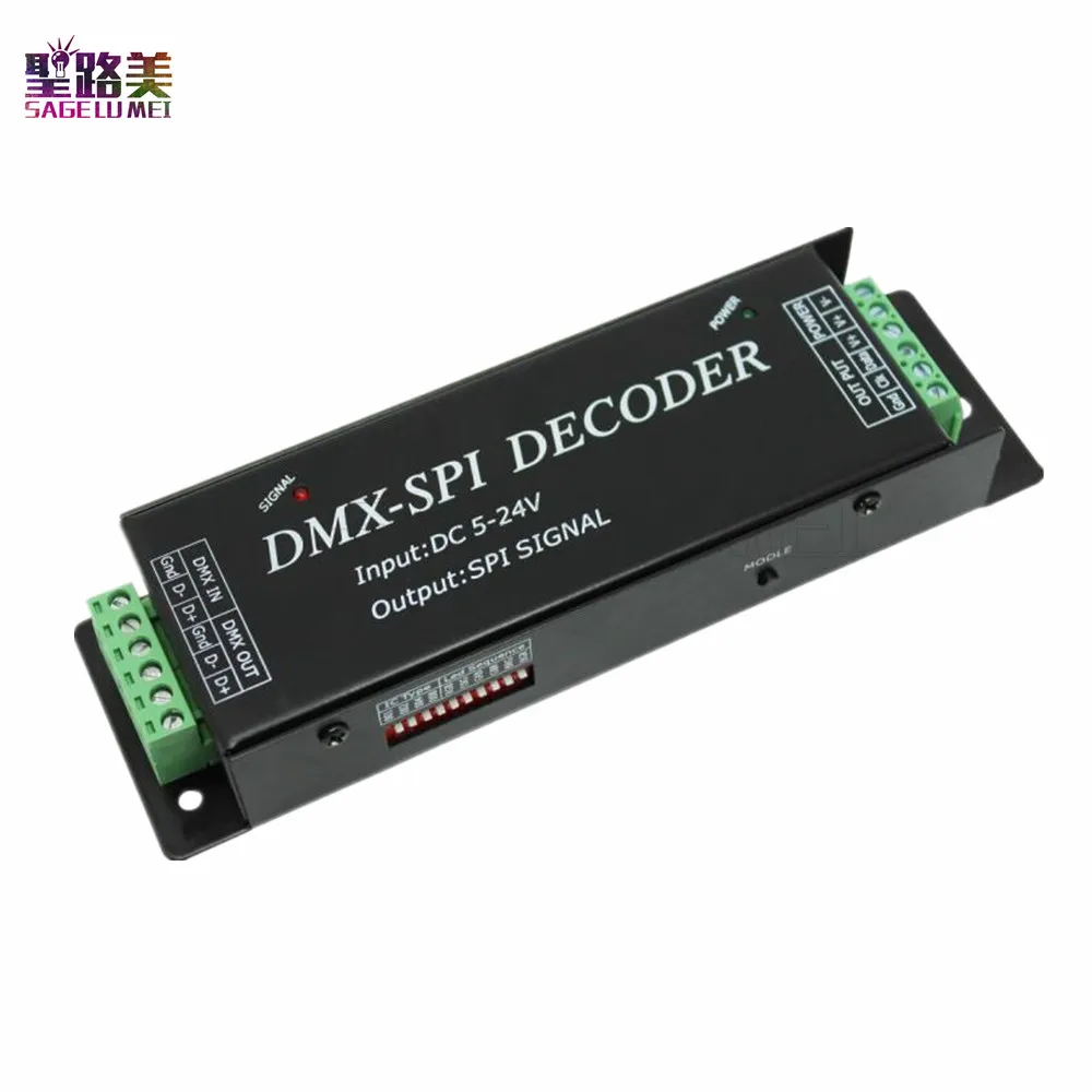 DMX200 DC5V 12 V 24 V SPI сигнал светодиодный контроллер по протоколу DMX к SPI декодер для 2801 6803 2812 2811 светодиодный лента для светодиодной ленты