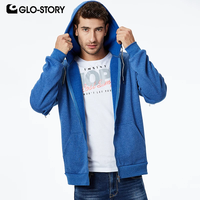 

GLO-STORY Casual Men Hoodies Solid Letter Zipper Men's Sweatshirt with Hooded Male Tops Fashion 2019 Autumn New MPU-9319
