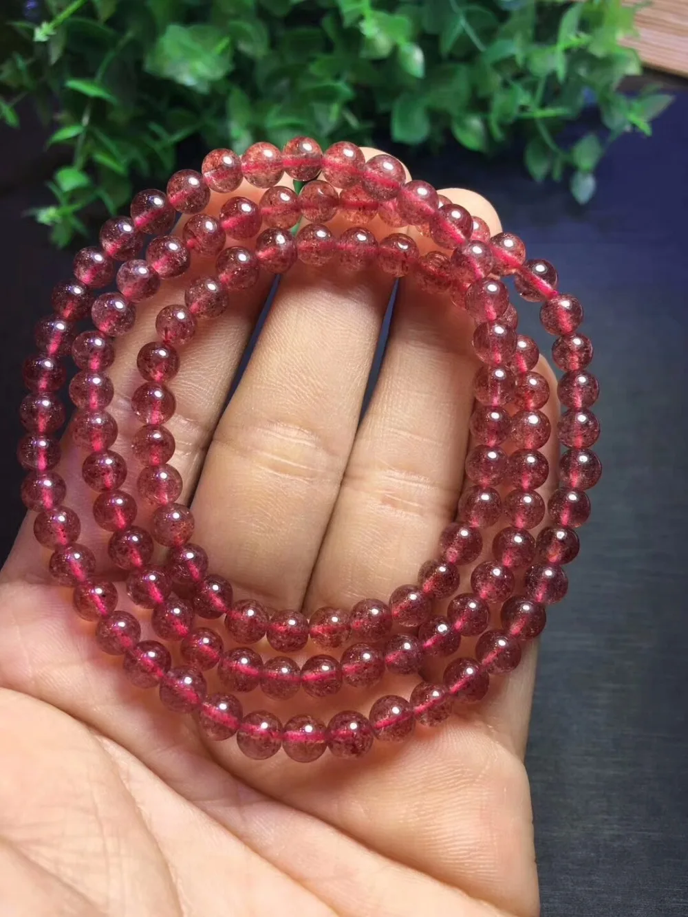 6mm High Quality Natural Red Crystal Strawberry Quartz Bracelet Lucky Round Beads Fashion Jewelry Christmas Gift For Women