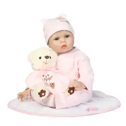 Npk куклы REBORN оптовая продажа 22 "Мягкие силиконовые Reborn Baby Girl куклы подарок для детей с плюшевый медведь кукла Bebe-Reborn Menina bonecas