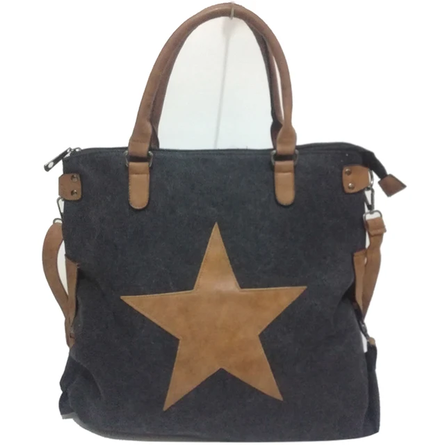Vintage Star Canvas Tote Handbag Women Beach Travel Vintage Star Canvas Tote Handbag Women Beach Travel Shoulder Bag Factory Outlet Multifunctional Sac