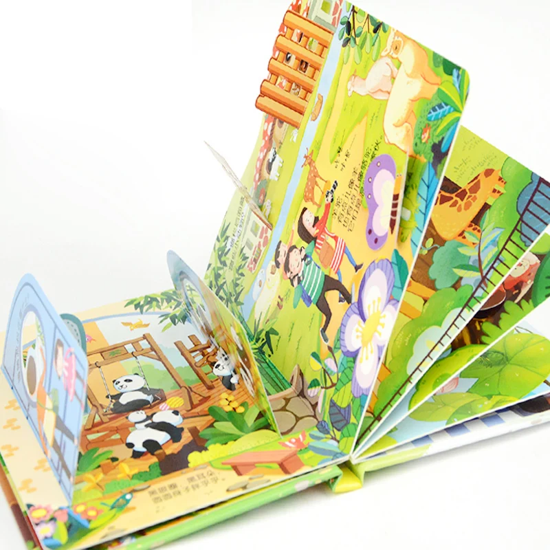 4 шт. детская история раннее образование просвещение 3D stereo flip book Zoo/детский
