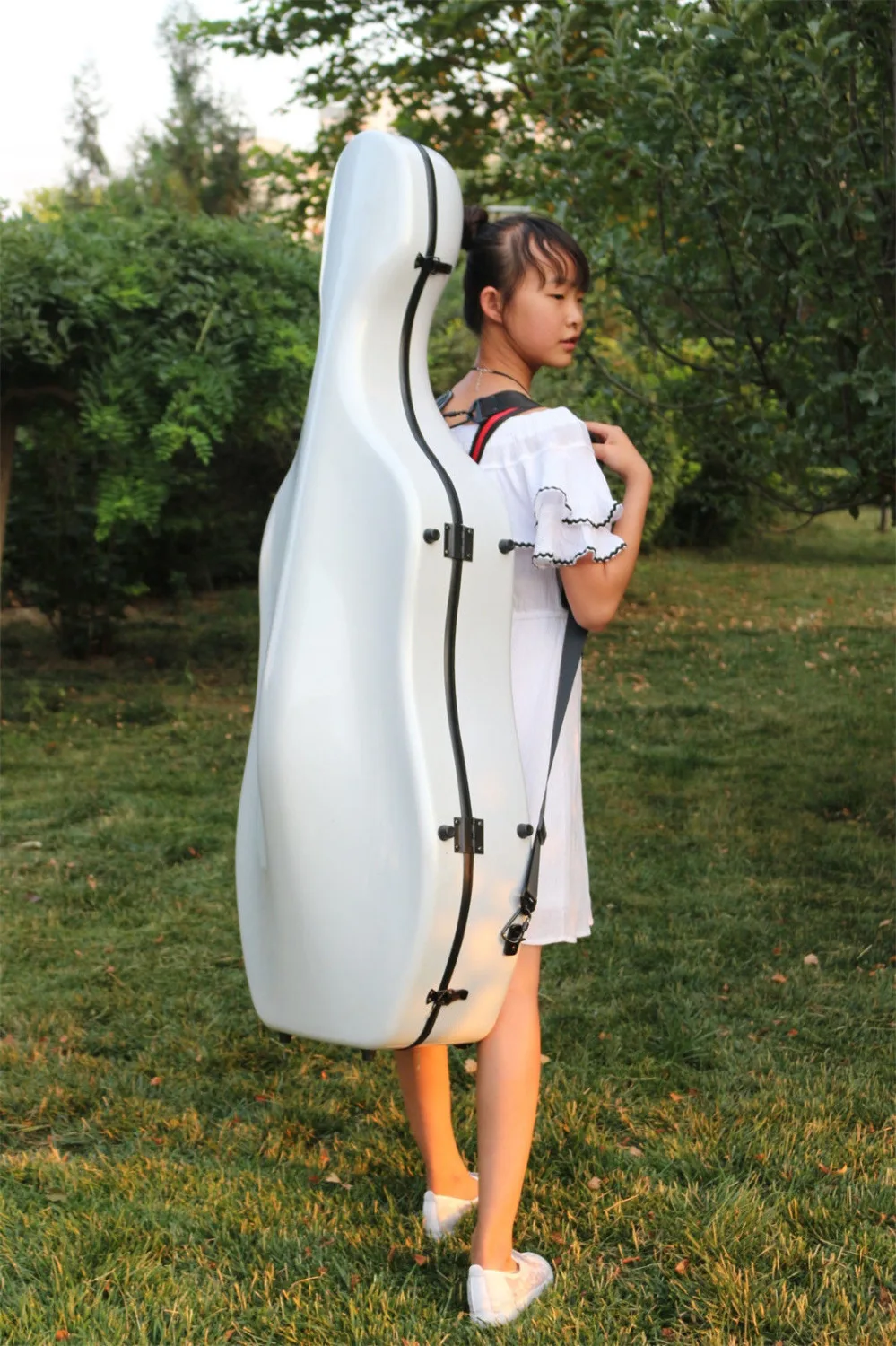

yinfente 4/4 full size white carbon fiber composite material strong cello case