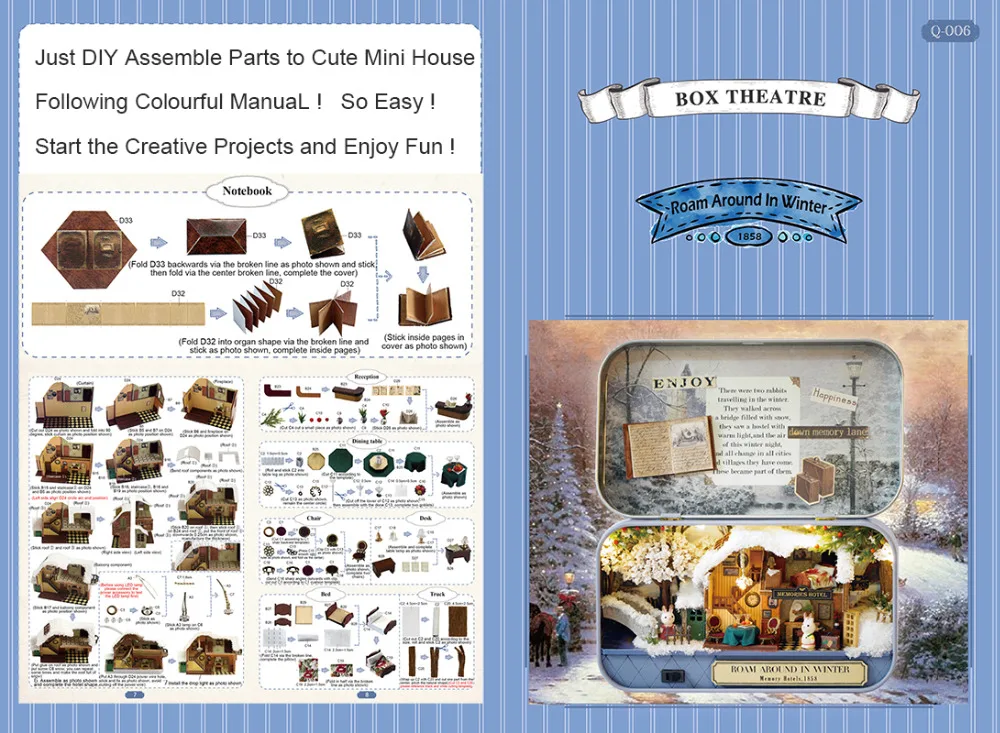 Миниатюрный Кукольный домик в милой комнате деревянный набор моделей DIY мини