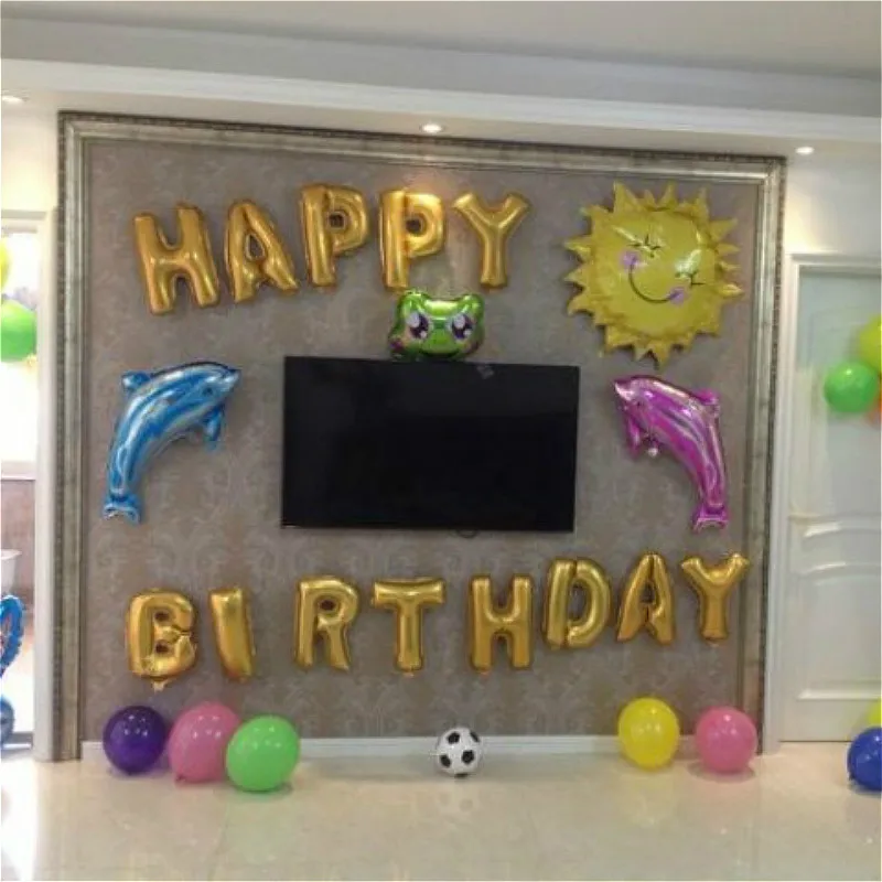 

1pcs Decorative Ball Cartoon Hat 16 Inches Hobbies Kid's Happy Birthday Toy Gold Letter Bunting Garland Party Gift Birthday Toys
