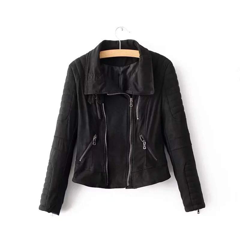 Faux leather jackets women zipper black suede jacket ladies outerwear short slim basic motorcycle biker jackets winter coat 2018 Faux leather jackets women zipper black suede jacket ladies outerwear short slim basic motorcycle biker jackets winter coat 2018