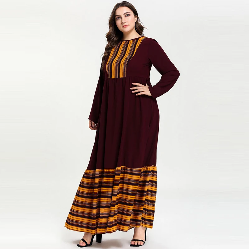 Abayas мусульманское платье Caftan Marocain пэчворк Рамадан длинный рукав кафтан женское исламское платье vestidos размера плюс M-4XL