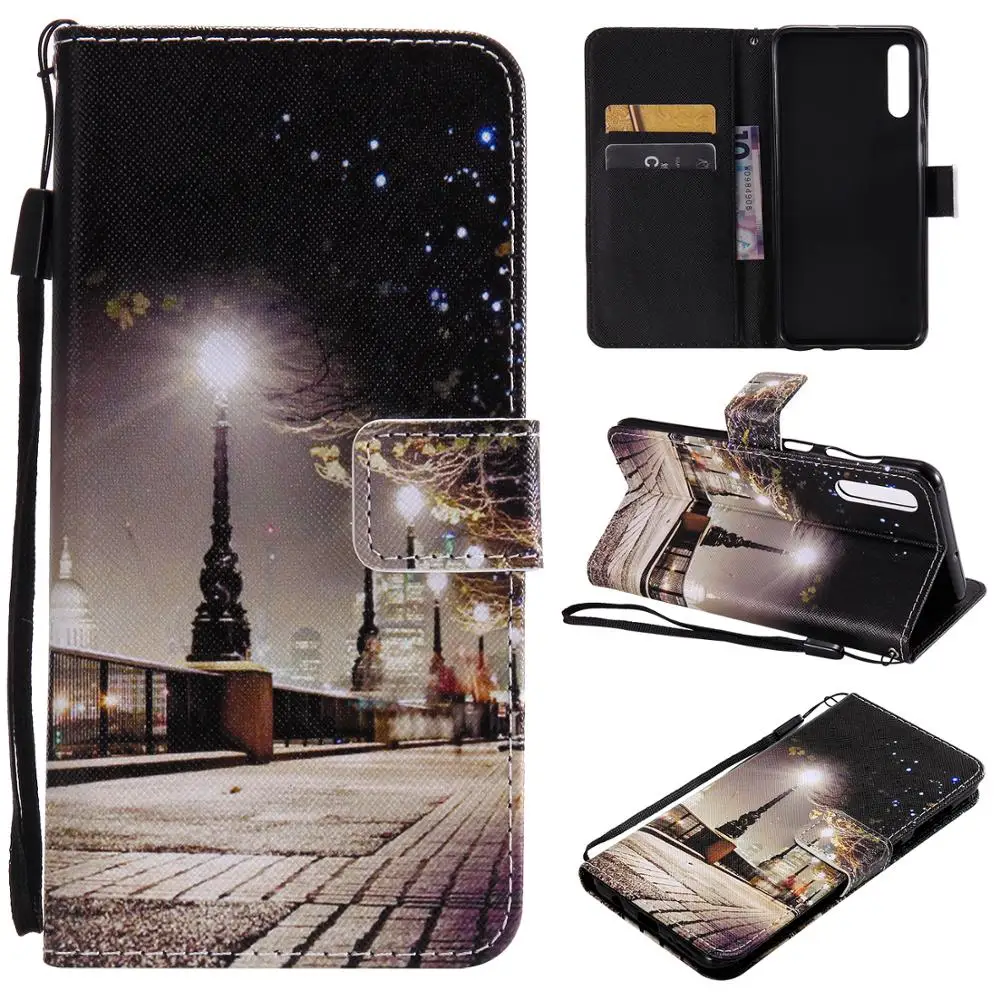 A50 Leather Case on for Pouzdro Samsung Galaxy A50 A30 A70 Cover for Samsung A40 A20 A30 Coque Cartoon Wallet Flip Phone Case