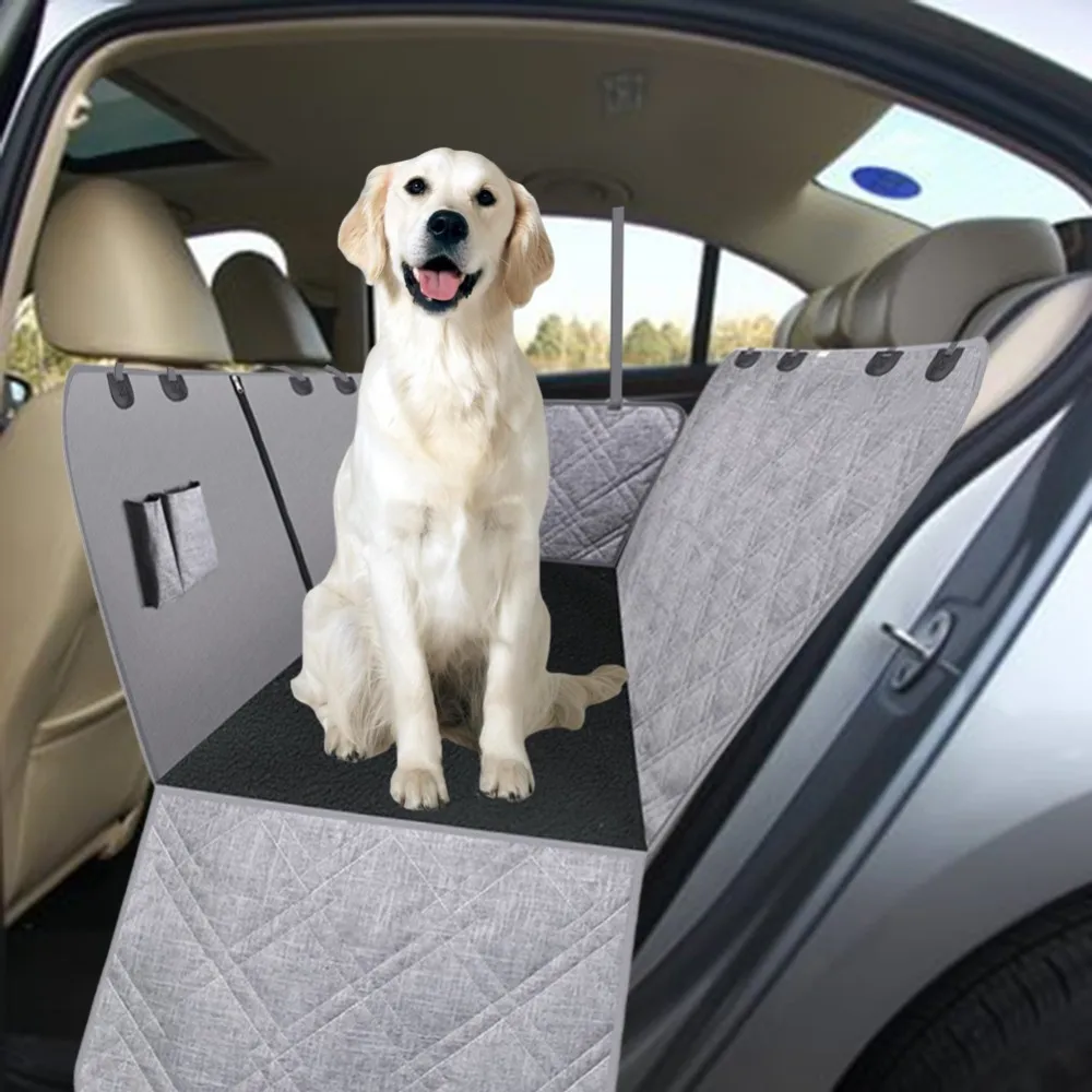 

Dog Car Seat Cover Waterproof Pet Carrier Car Rear Back Seat Mat Hammock Cushion Protector With Zipper And Pockets