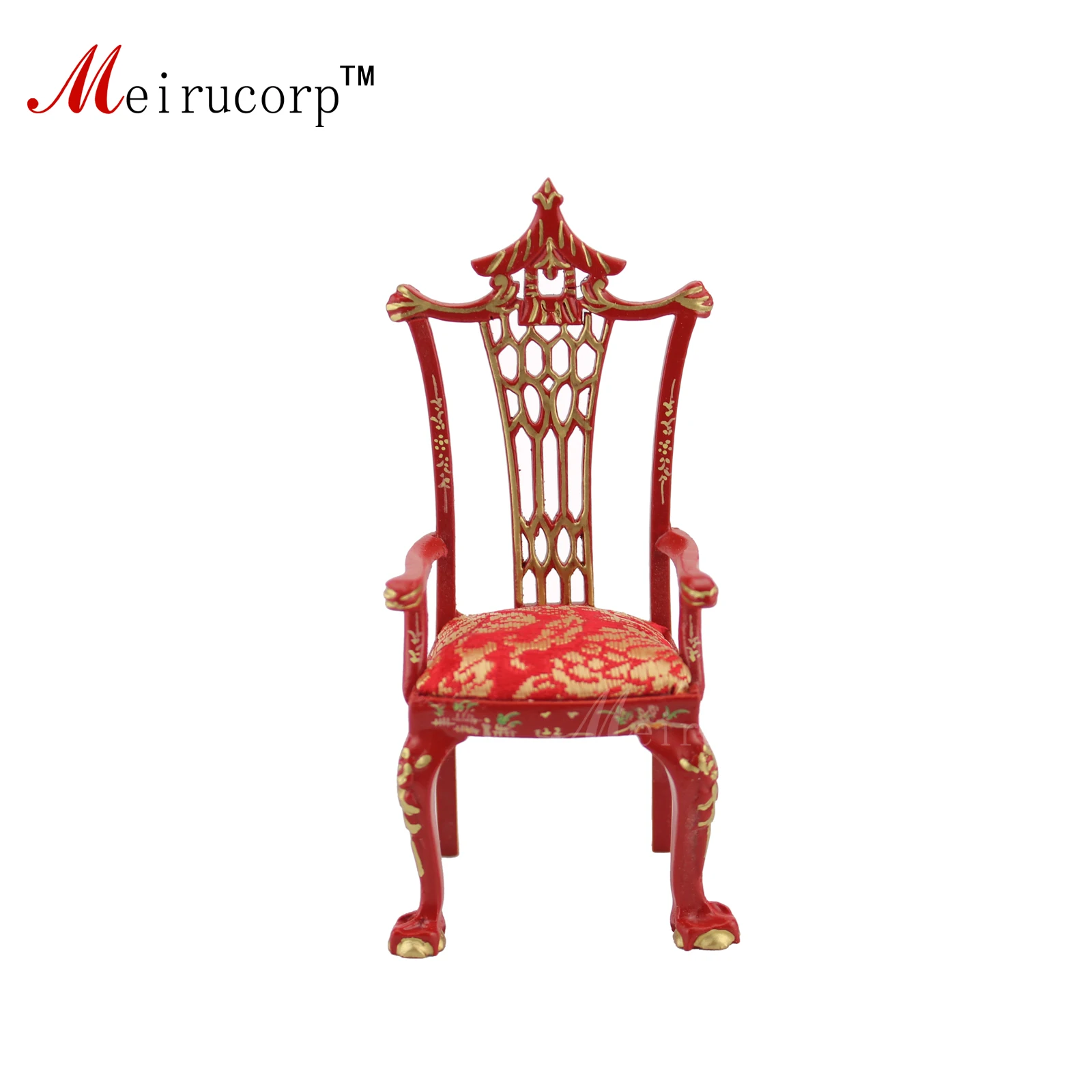 

Dollhouse 1:12 scale Miniature furniture red European classic Chair
