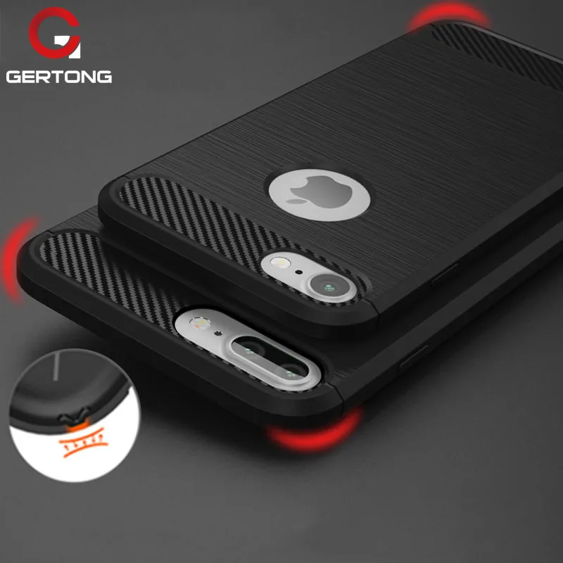 Best GerTong Carbon Fiber Phone Case For iPhone 5 5s SE Case Soft TPU Anti Knock Cover For iPhone X 6 6S 7 7 Plus Coque Silicone Capa
