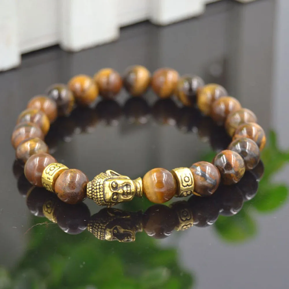 8 мм натуральный камень тигровый глаз браслет DIY бисер передача Счастливый Будда